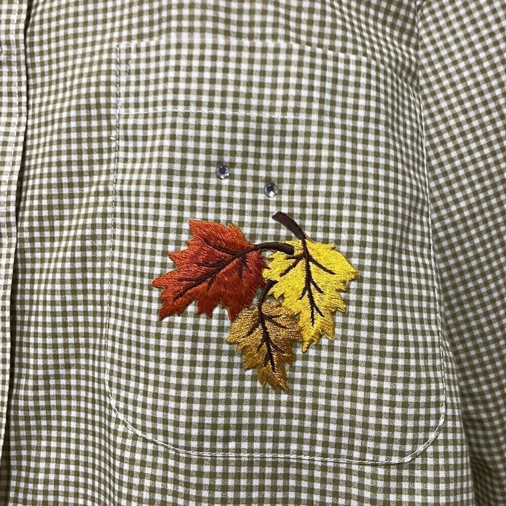 NWOT Las Olas Fall Leaves button down shirt. Size L large 12/14